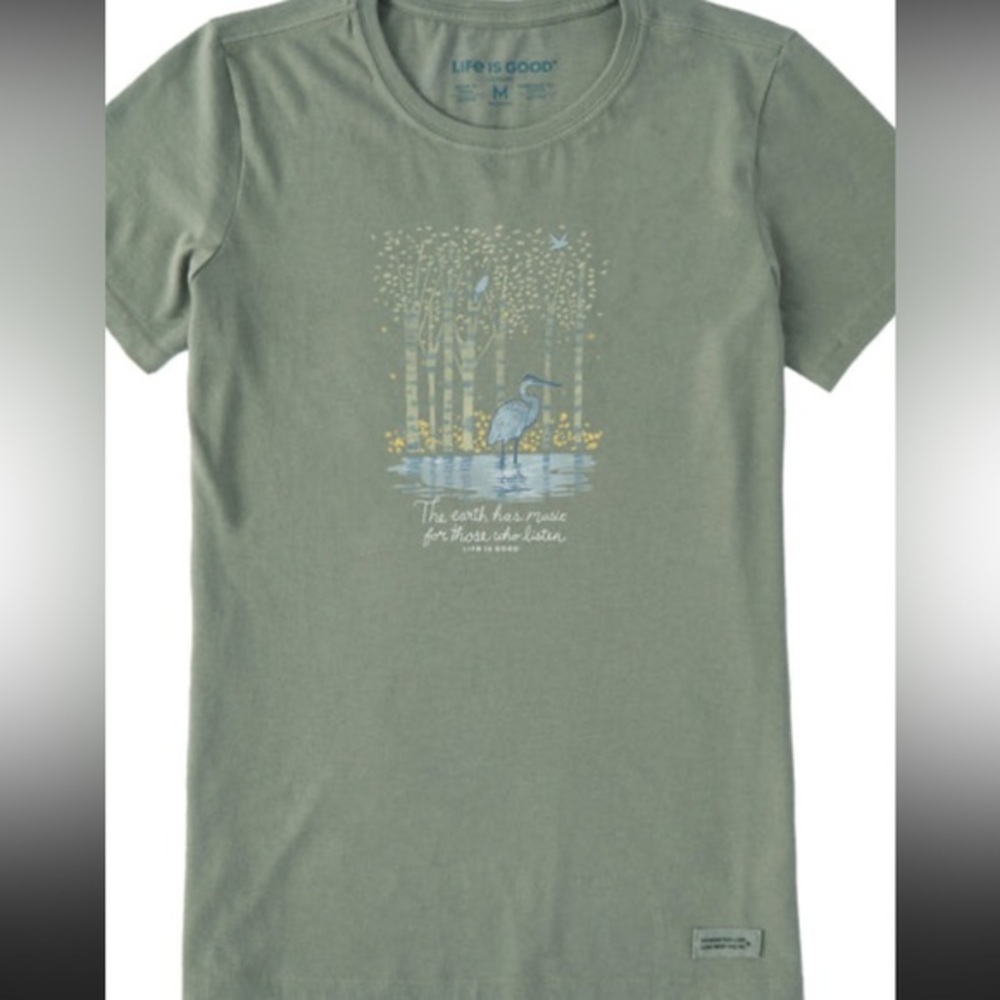 LIfe is good blue heron woman’s tee XXXL